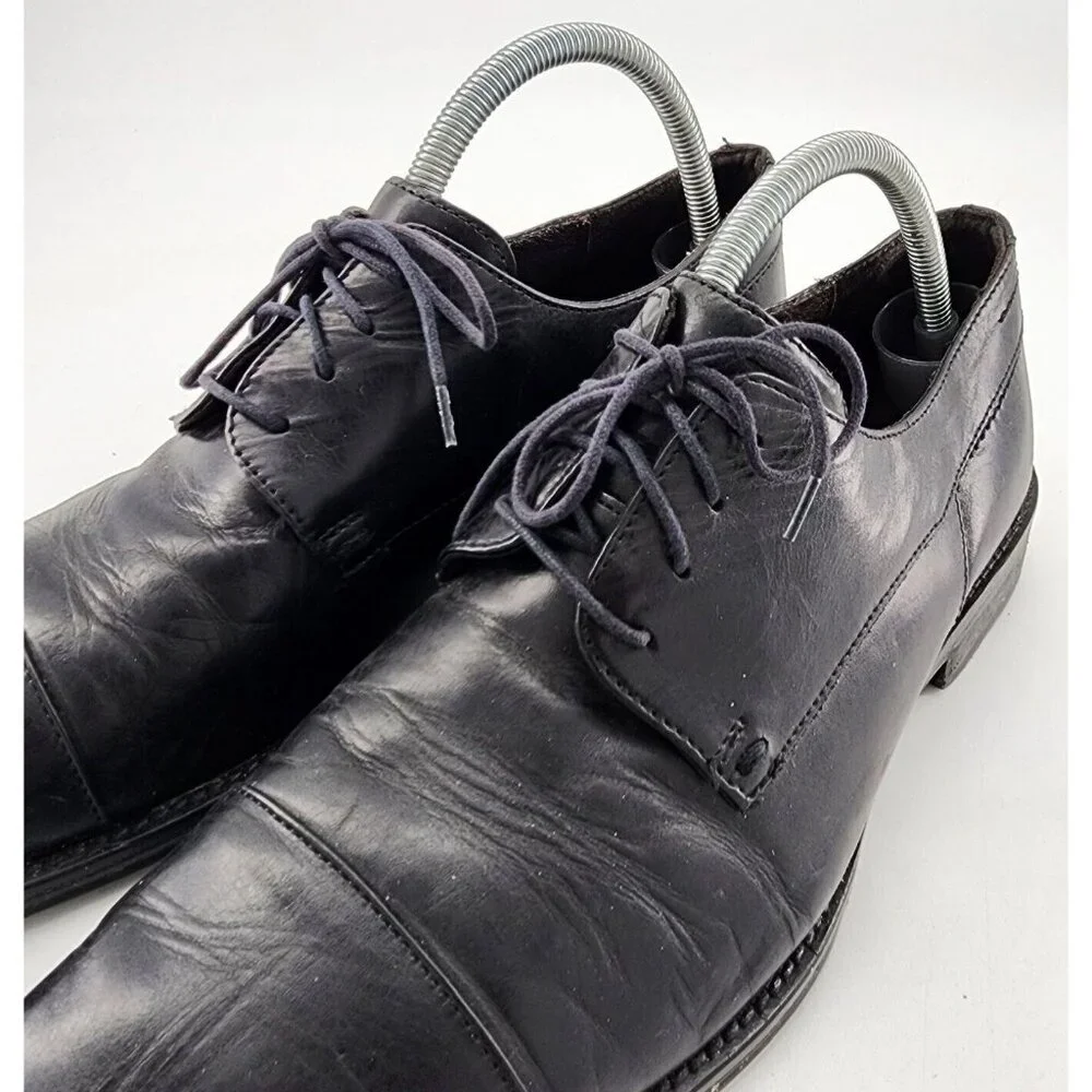 Johnston‎ & Murphy Melton Black Leather Cap Toe Derby Dress Shoes Men's Size 11M